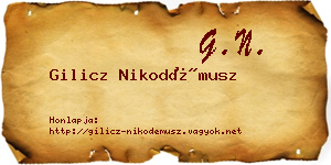 Gilicz Nikodémusz névjegykártya